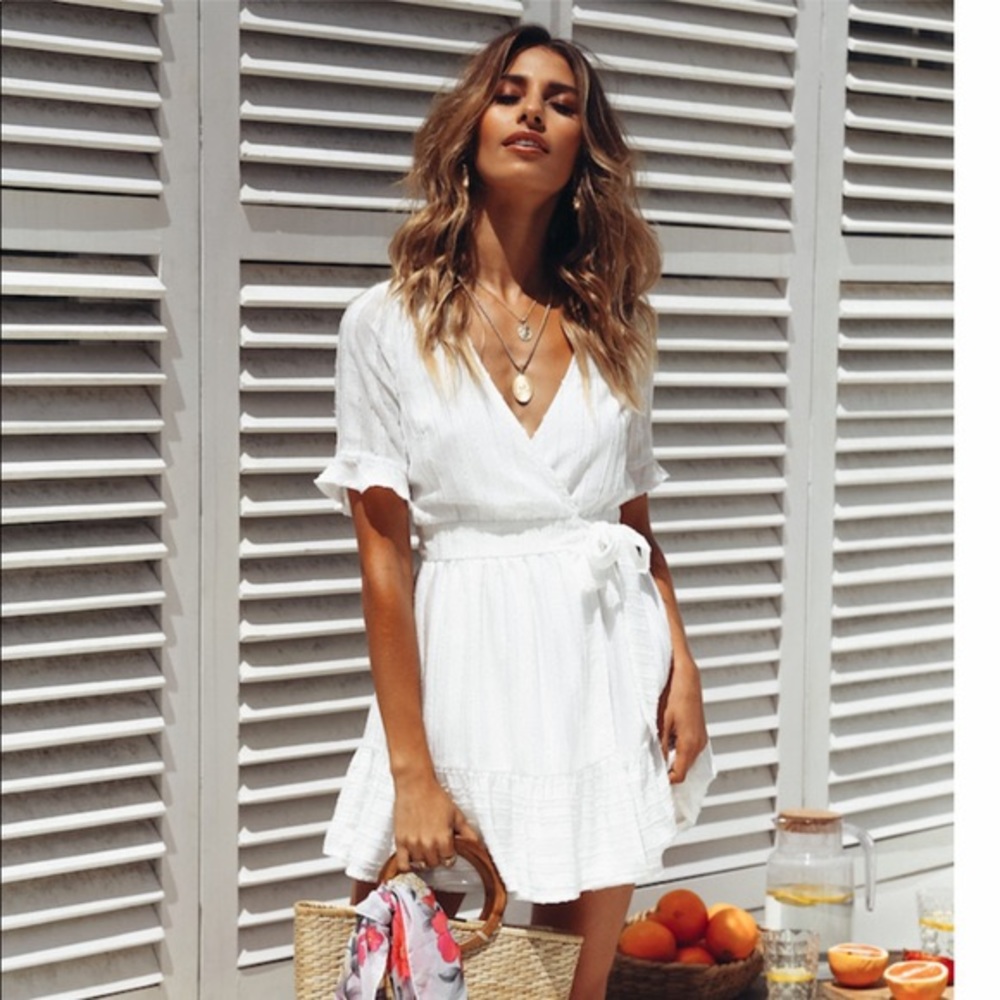 - Hello Molly white wrap dress